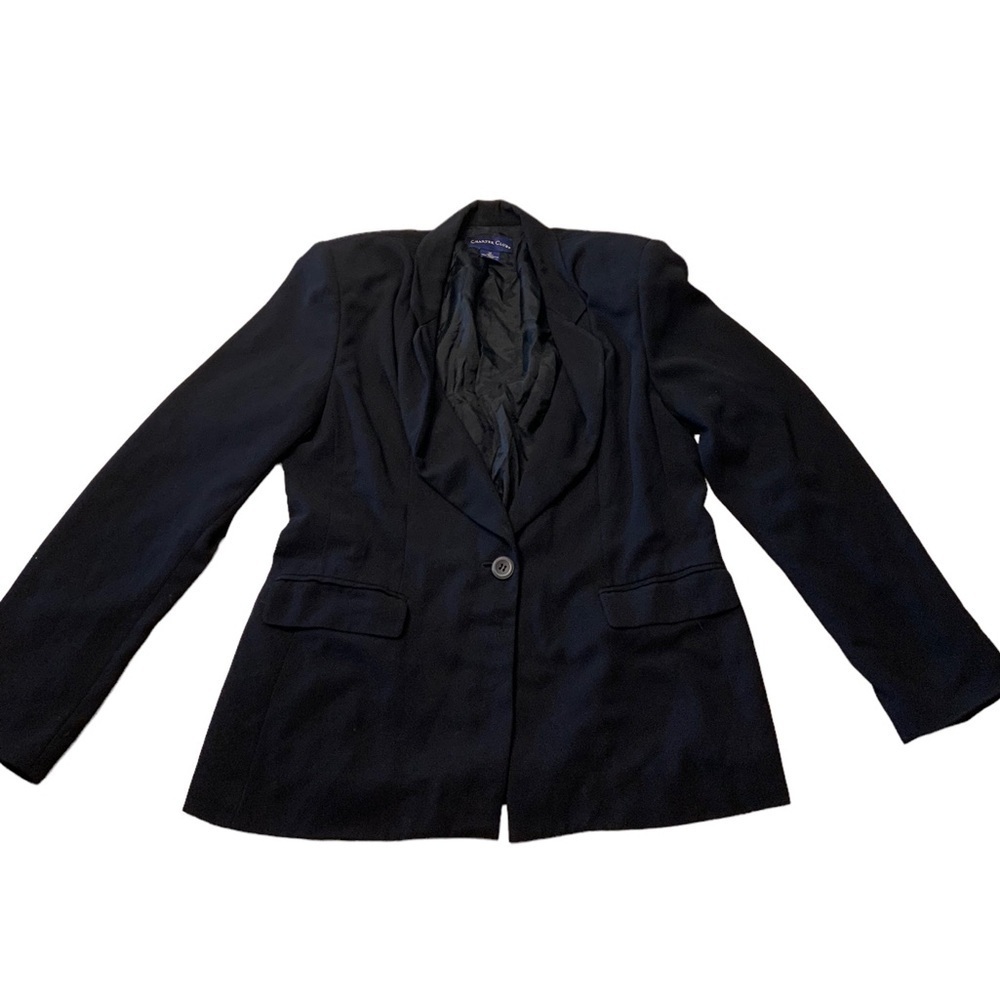 Charter Club | Navy Blue Blazer Shoulder Pad Single Button Career Professional